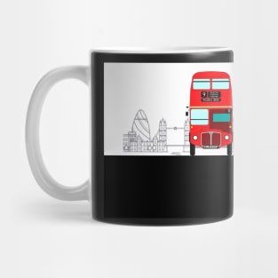 London Routemaster Red Bus with Big Ben, Tower Bridge, The Shard Mug